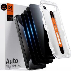 4-PACK Iphone 15 Pro Max Privacy Screen Protector Auto Alignment Kit